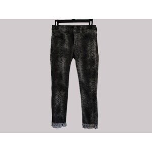 Lucky & Blessed Womens Jean Ankle Skinny Fringe Hem Gray & Black Size 4
